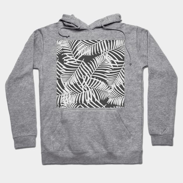 Black And White Palm Leaves Pattern Seamless Hoodie by MichelMM